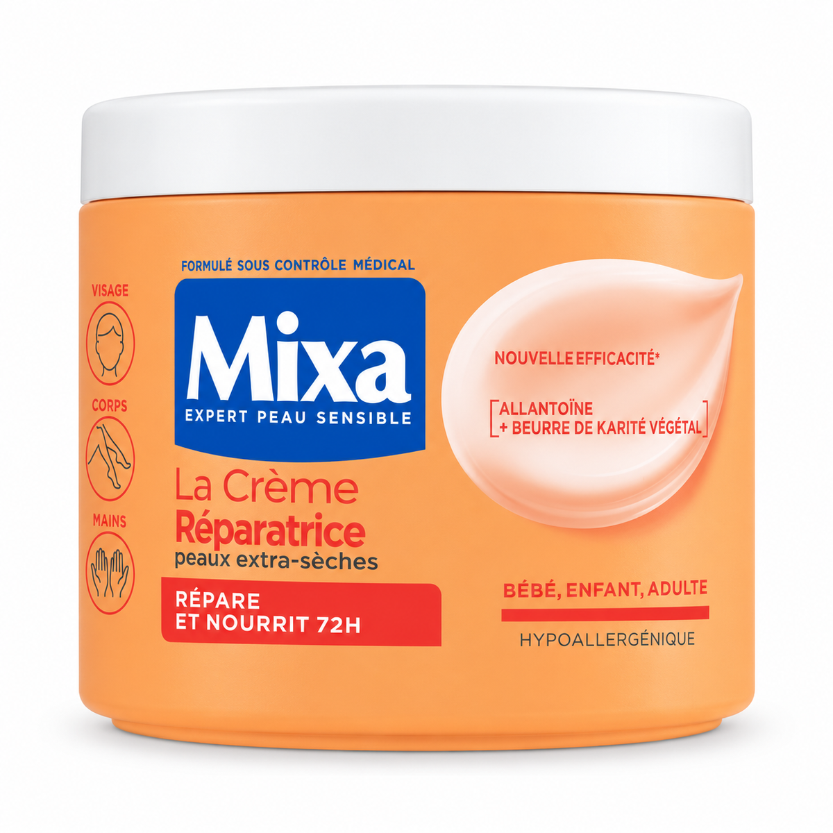 MIXA LA CRÈME RÉPARATRICE À L’ALLANTOÏNE ET AU BEURRE DE KARITÉ 400ML