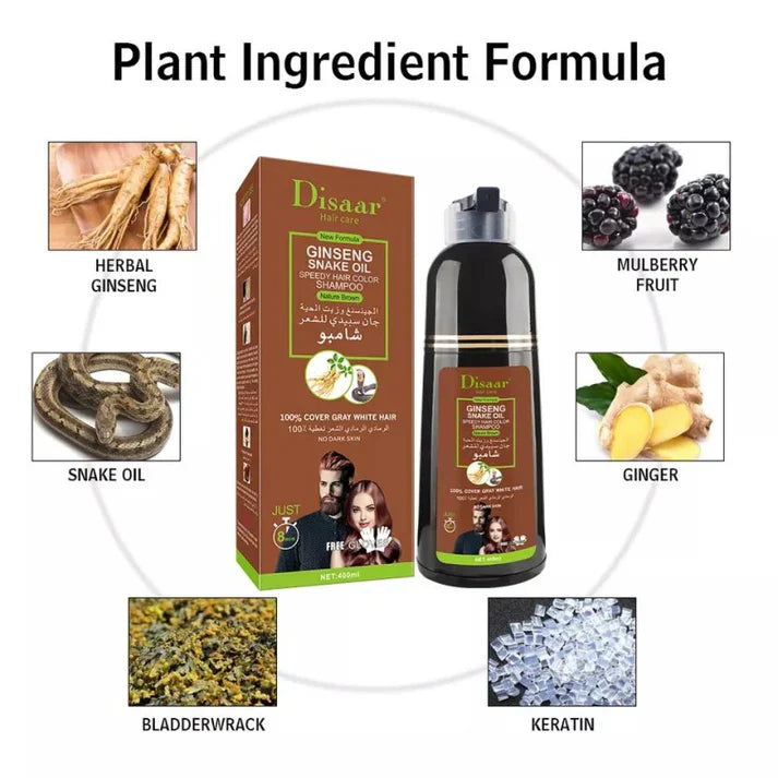 Disaar Haire Care GINSENG SNAKE OIL SPEEDY HAIR COLOR SHAMPOO Natural Brown - 400ml
