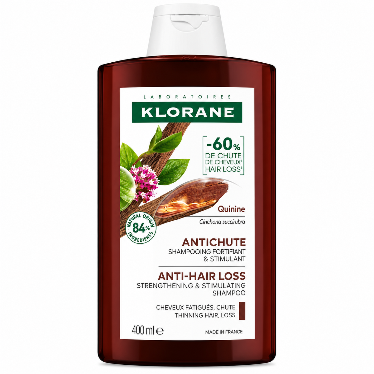 KLORANE SHAMPOOING ANTICHUTE FORTIFIANT ET STIMULANT À LA QUININE 400ML