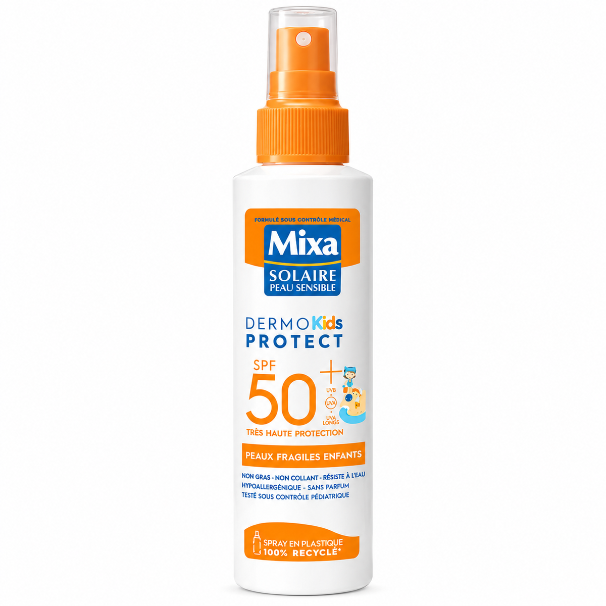MIXA SOLAIRE DERMO KIDS PROTECT SPRAY SPF 50+ PEAUX FRAGILES ENFANTS 150ML