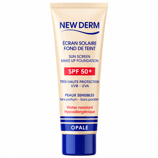 NEW DERM ÉCRAN SOLAIRE FOND DE TEINT OPALE SPF 50+ – 50ML