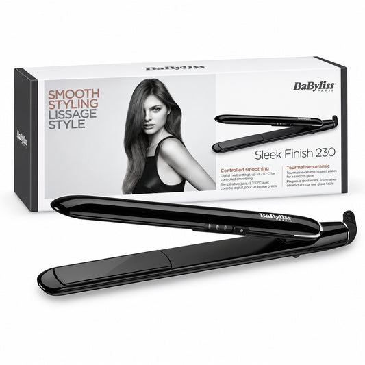 BaByliss Lisseur Sleek Finish 230 avec Températures Digitales et plaques Tourmaline-Céramique ST255E-Lisseur cheveux