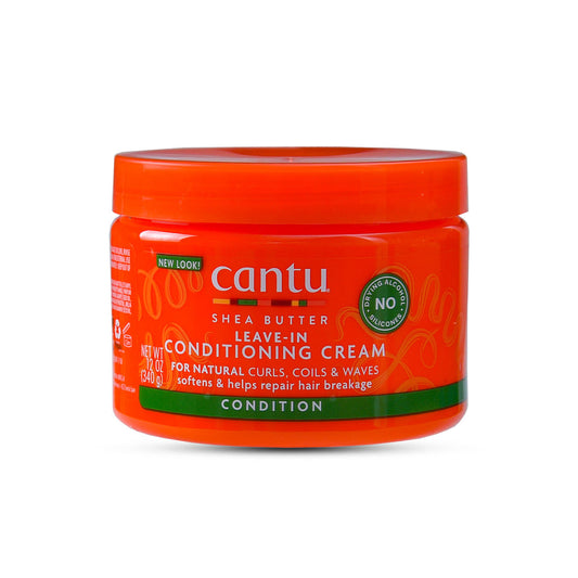 Cantu leave-in Maroc, Cantu crème sans rinçage, soin cheveux crépus abîmés, leave-in conditioning cream, hydratant capillaire cheveux texturés, Cantu cheveux frisés Maroc, BeautyFamily.ma, produit Cantu naturel sans sulfate