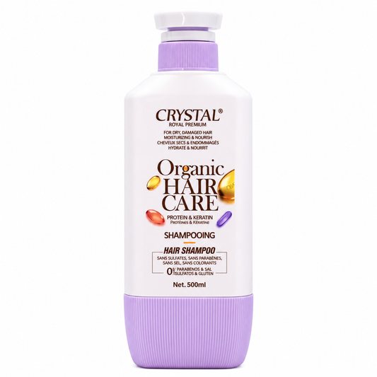 CRYSTAL ORGANIC HAIR CARE SHAMPOING FOR FRIZZY & DAMAGED HAIR 500ML