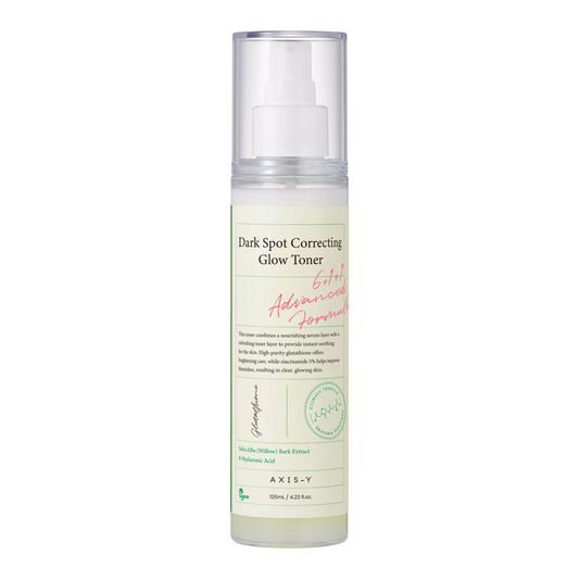 Dark Spot Correcting Glow Toner, AXIS-Y glow toner, toner anti-taches, toner éclaircissant, soin tonifiant, toner 125ml, soin anti-imperfections, peau éclatante, toner pour peau claire, soin anti-taches brunes, toner hydratant, tonifiant peau lisse, soin peau uniforme, soins anti-âge, BeautyFamily.ma