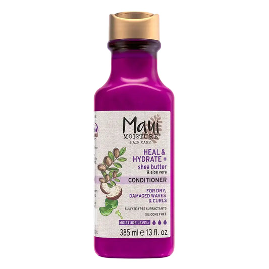Maui Moisture, Heal & Hydrate Shea Butter Conditioner, après-shampoing cheveux secs, soin réparateur cheveux abîmés, après-shampoing nourrissant karité, Maui Moisture Maroc, hydratation intense cheveux, beautyfamily.ma