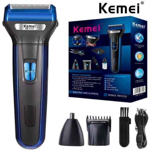 KEMEI KM-6332 TONDEUSE À CHEVEUX PROFESSIONNELLE SANS FIL 3-EN-1