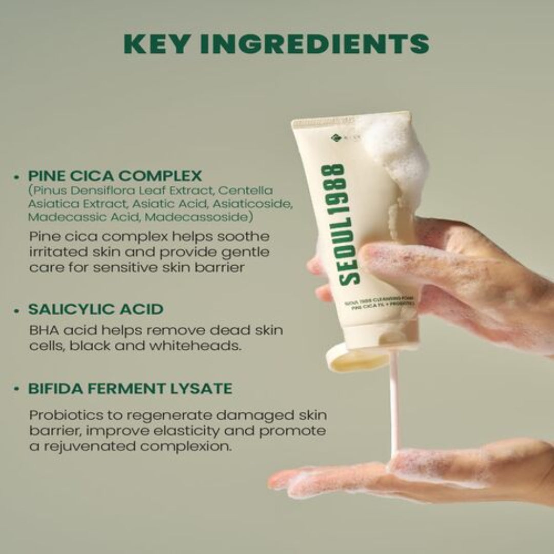 KSECRET – SEOUL 1988 CLEANSING FOAM : PINE CICA 1% + PROBIOTICS – 150 ml