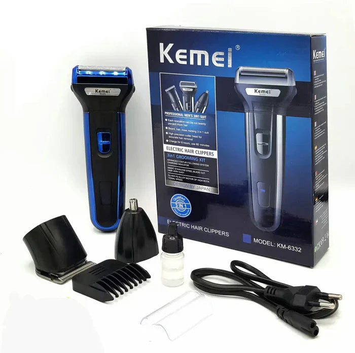 KEMEI KM-6332 TONDEUSE À CHEVEUX PROFESSIONNELLE SANS FIL 3-EN-1-Tondeuse à cheveux