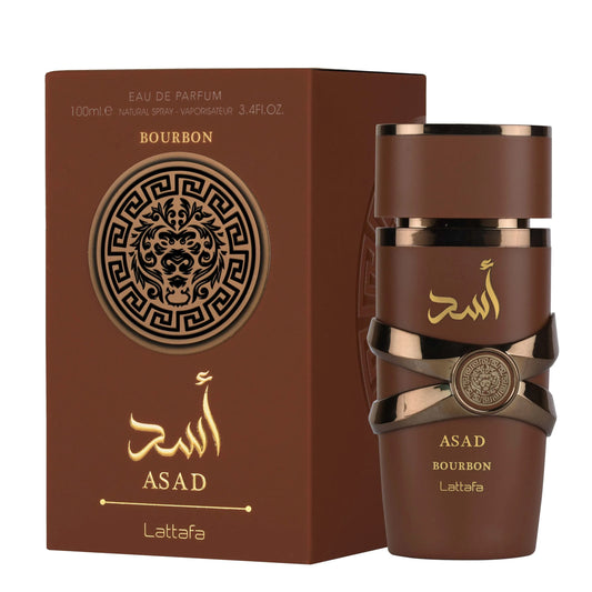 Lattafa Asad Bourbon, Asad Bourbon Eau de Parfum Mixte, parfum unisexe Lattafa, parfum oriental gourmand, parfum épicé vanille bourbon, parfum longue tenue 100 ml, acheter parfum Lattafa Maroc, beautyfamily.ma, أسد بوربون