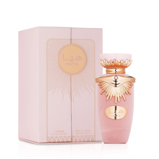 haya lattafa, lattafa haya femme, parfum lattafa maroc, parfum floral fruité femme, eau de parfum lattafa 100ml, parfum citron poire jasmin, parfum rose violette femme maroc, parfum bois santal vanille femme, beautyfamily lattafa — HAYA Eau de Parfum Lattafa 100 ml pour femme, parfum floral fruité aux notes de citron, poire, cassis, jasmin, rose, violette, bois de santal, musc et vanille, disponible au Maroc sur beautyfamily.mahaya lattafa, lattafa haya femme, parfum lattafa maroc, parfum floral fruité