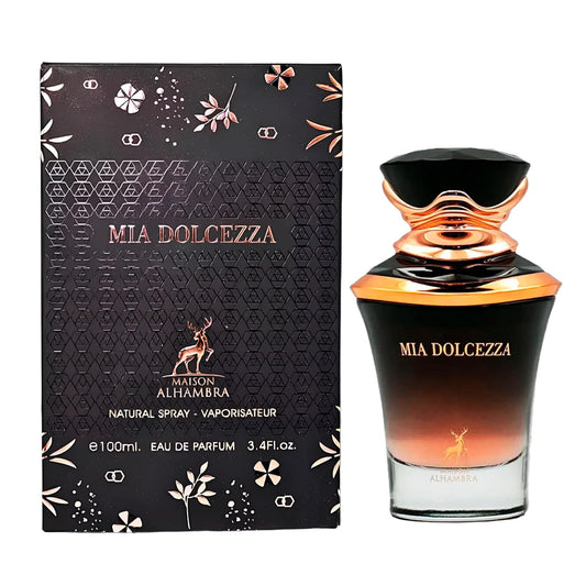 mia dolcezza maison alhambra, maison alhambra mia dolcezza femme, parfum maison alhambra maroc, parfum floral oriental femme, eau de parfum maison alhambra 100ml, parfum vanille musc femme, parfum doux femme maroc, acheter mia dolcezza maroc, beautyfamily maison alhambra — MIA DOLCEZZA Eau de Parfum Maison Alhambra 100 ml pour femme, parfum floral oriental aux notes d’agrumes, fleurs blanches, rose, musc, bois de santal et vanille, disponible au Maroc sur beautyfamily.ma