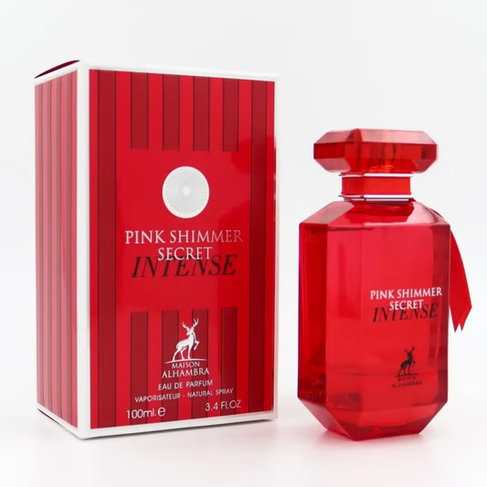 pink shimmer secret intense maison alhambra, maison alhambra pink shimmer secret femme, parfum floral fruité maroc, parfum vanille cerise femme, eau de parfum maison alhambra 100ml, parfum pivoine rouge femme, parfum doux féminin maroc, acheter pink shimmer secret maroc, beautyfamily maison alhambra — PINK SHIMMER SECRET INTENSE Eau de Parfum Maison Alhambra 100 ml pour femme, parfum floral fruité aux notes de cerise, pivoine rouge et vanille, disponible au Maroc sur beautyfamily.ma