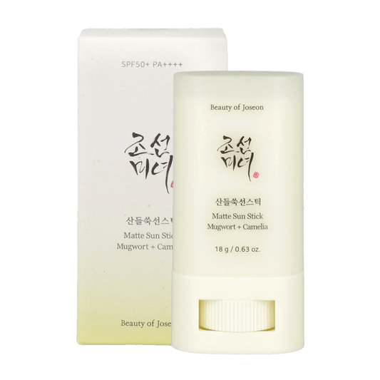 Beauty of Joseon, Matte Sun Stick, stick solaire, protection solaire visage, SPF50+, PA++++, armoise, camélia, soin peau grasse, soin peau mixte, peau sensible, cosmétique coréenne, K-beauty Maroc, beautyfamily.ma, stick solaire mat, soin anti-brillance, produit coréen Maroc