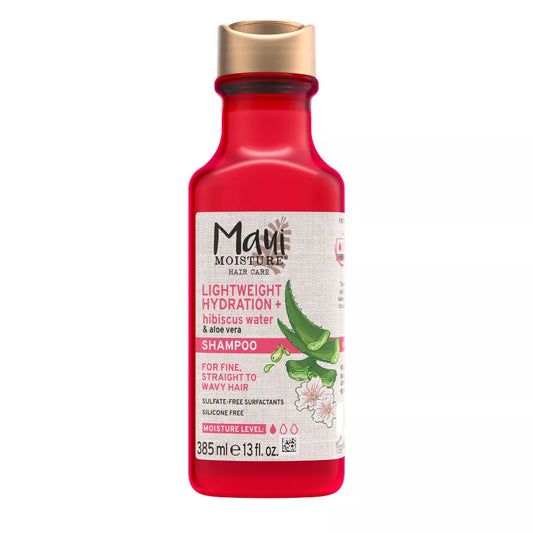 Maui Moisture, Maui Moisture Hibiscus Water Shampoo, shampooing hydratant cheveux, shampooing tous types de cheveux, shampooing hibiscus, shampooing hydratation légère, Maui Moisture Maroc, shampooing sans sulfate, shampooing naturel, nettoyant cheveux légers, beauté cheveux bouclés, beautyfamily.ma
