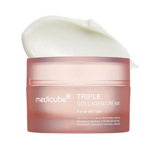 Medicube, Triple Collagen Cream, collagène, raffermissant, crème anti-âge, niacinamide, élasticité peau, hydratation intense, soin liftant visage, soin anti-rides, peau sensible, cosmétique coréenne, beautyfamily.ma, soins visage Maroc
