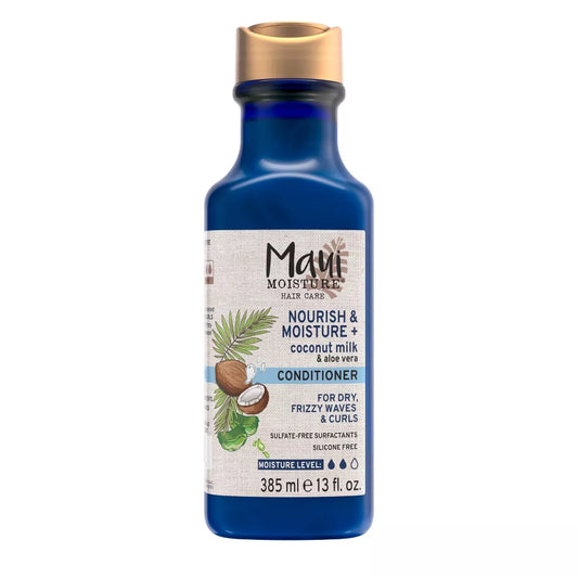 Maui Moisture, Maui Moisture Coconut Milk, après-shampoing cheveux secs, soin hydratant cheveux secs, conditioner lait de coco, après-shampoing nourrissant, Maui Moisture Maroc, après-shampoing sans sulfate, après-shampoing naturel, démêlant cheveux secs, beauté cheveux bouclés, beautyfamily.ma