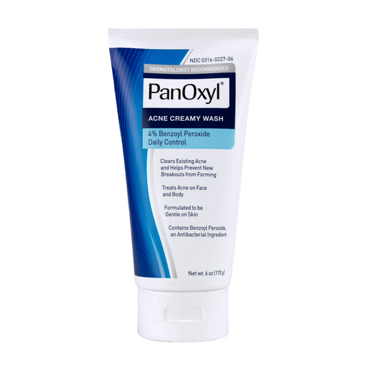 panoxyl creamy wash, nettoyant doux acné, panoxyl 4 benzoyle, soin acné quotidien, nettoyant crémeux visage, traitement acné modérée, nettoyant pores visage, panoxyl maroc, produit anti-acné hydratant, beautyfamily.ma