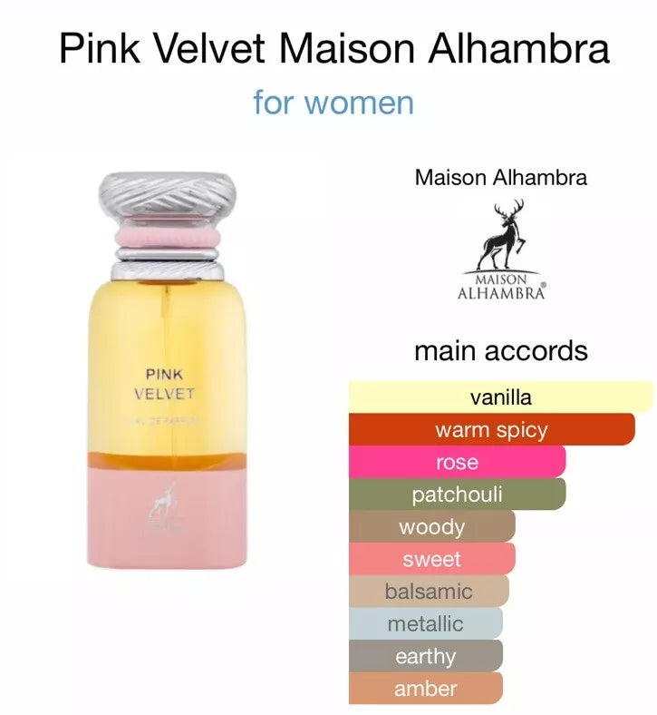 PINK VELVET Maison Alhambra Eau de Parfum Pour Femmes - 80ml