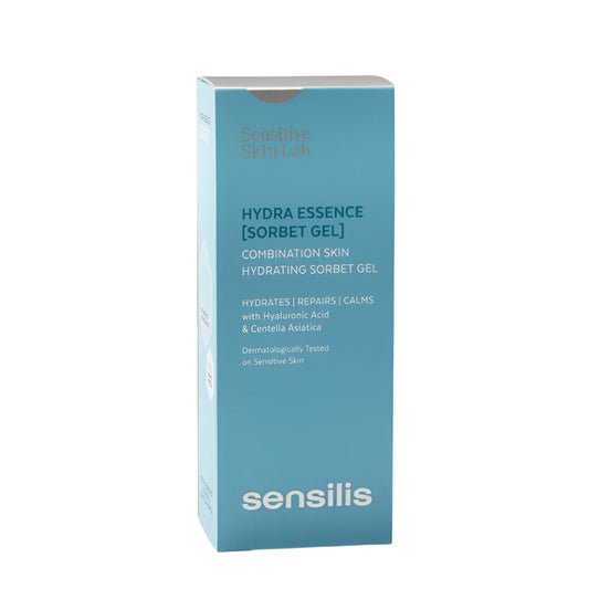 sensilis hydra essence sorbet gel, hydratant peau mixte, crème gel légère sensilis, soin visage peau grasse, hydratation acide hyaluronique, gel sorbet hydratant, sensilis maroc, beautyfamily.ma
