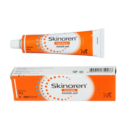 Skinoren 20% cream, crème acide azélaïque, traitement acné, soin peau acnéique, crème anti-imperfections, crème anti-rougeurs, crème taches pigmentaires, régulateur sébum, soin peau sensible, crème légère acide azélaïque, Skinoren Maroc, BeautyFamily Maroc