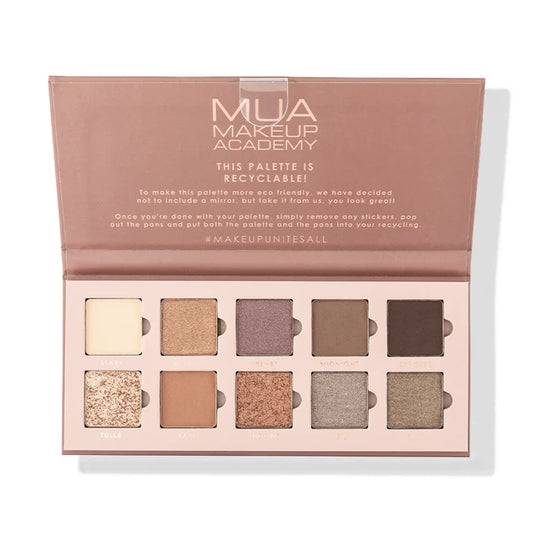 MUA 10 SHADE EYESHADOW PALETTE – VELVET NUDES