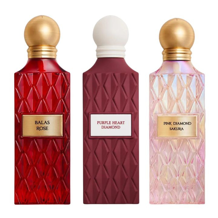 MAROON DIAMOND SET BY IBRAQ EAU DE PARFUM FOR WOMEN 3 × 75 ML