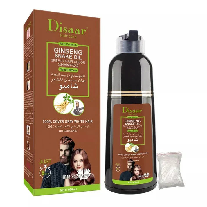 Disaar Haire Care GINSENG SNAKE OIL SPEEDY HAIR COLOR SHAMPOO Natural Brown - 400ml