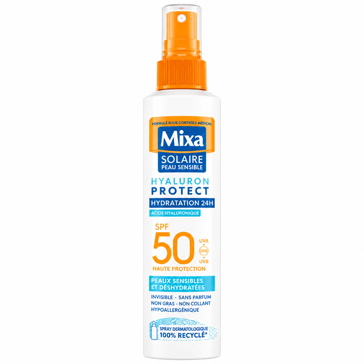 MIXA SOLAIRE PEAU SENSIBLE HYALURON PROTECT SPRAY SOLAIRE SPF 50 150ML