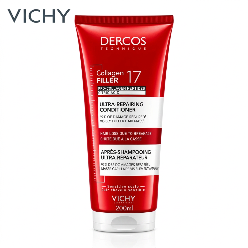 VICHY DERCOS COLLAGEN FILLER 17 APRÈS-SHAMPOOING ULTRA-RÉPARATEUR 200ML