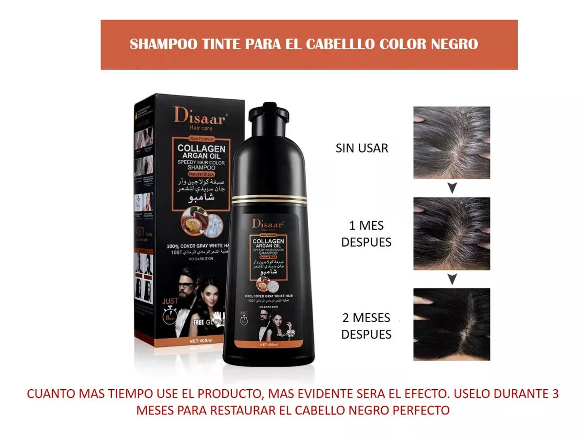 COLLAGEN ARGAN OIL SPEEDY HAIR COLOR SHAMPOO NATURAL BLACK 400ML