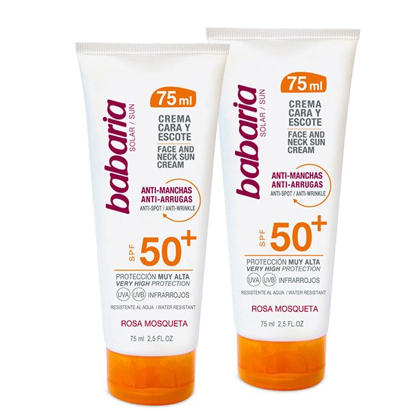 BABARIA CRÈME SOLAIRE VISAGE ANTI-TACHES & ANTI-RIDES SPF50+ À LA ROSE MUSQUÉE 75ML