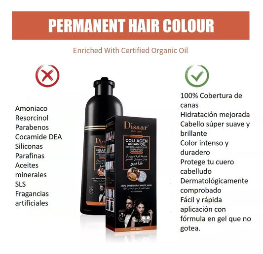 DISAAR COLLAGEN ARGAN OIL SPEEDY HAIR COLOR SHAMPOO NATURAL BLACK 400ML