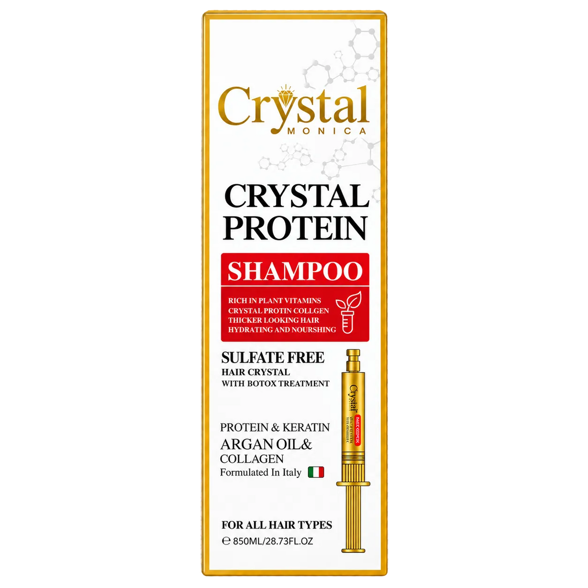 MONICA CRYSTAL PROTEIN SHAMPOO SANS SULFATE FOR ALL HAIR TYPES 850ML