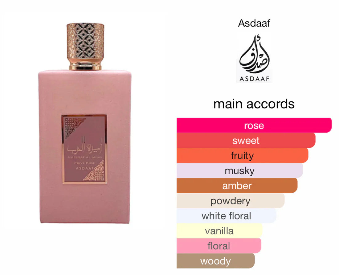 ASDAAF AMEERAT AL ARAB PRIVE ROSE EAU DE PARFUM FEMME 100ML