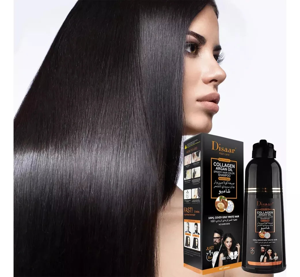 COLLAGEN ARGAN OIL SPEEDY HAIR COLOR SHAMPOO NATURAL BLACK 400ML