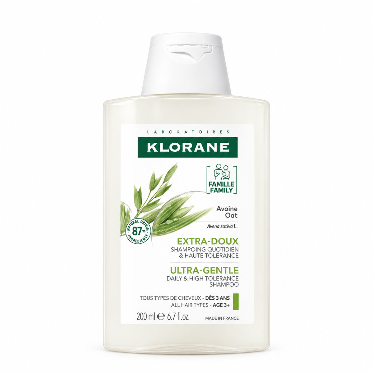 KLORANE EXTRA-DOUX SHAMPOING QUOTIDIEN À L’AVOINE 200ML