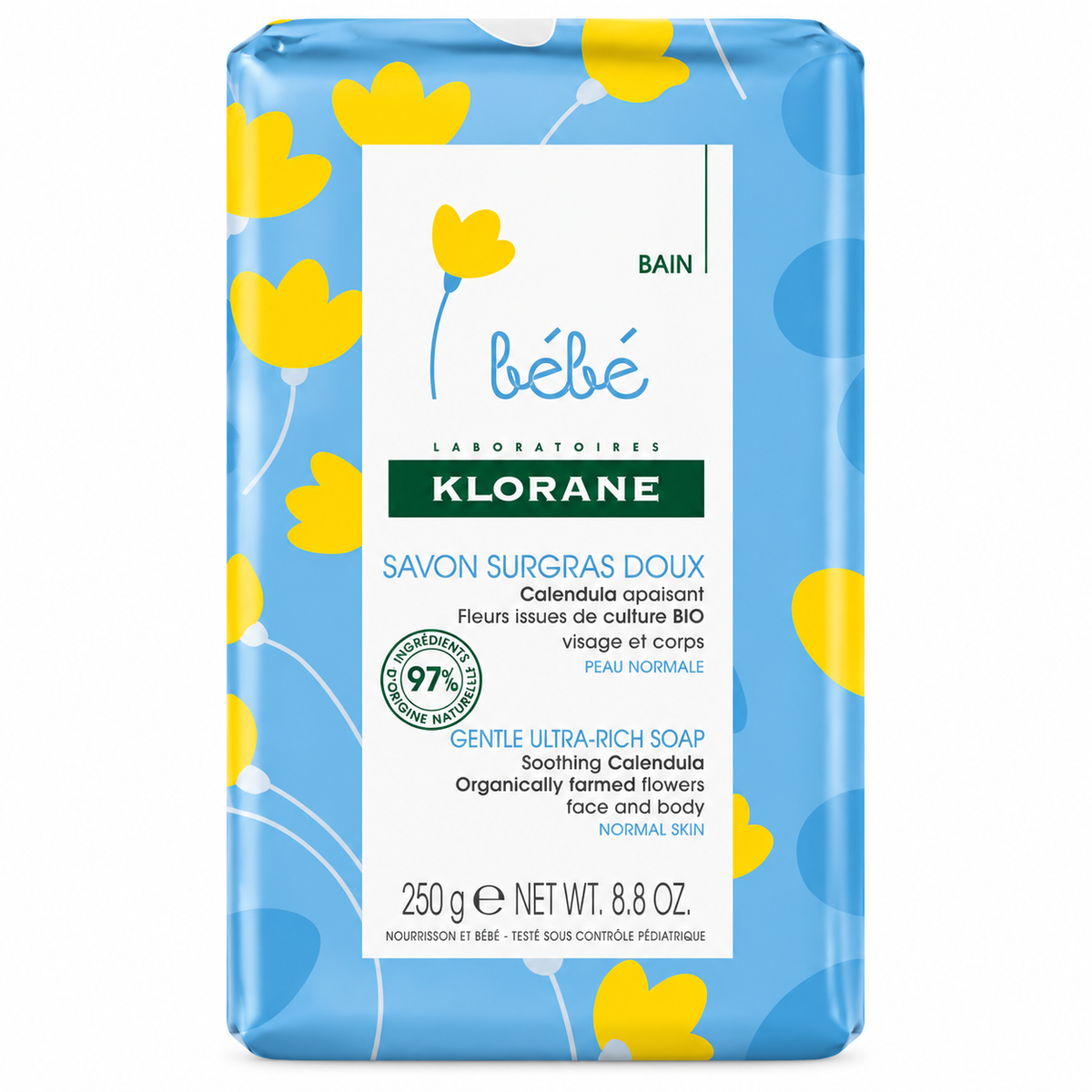 KLORANE BÉBÉ SAVON SURGRAS DOUX AU CALENDULA BIO 250G