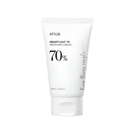 ANUA Heartleaf 70 Soothing Cream, crème apaisante, crème hydratante peau sensible, soin peau déshydratée, crème anti-rougeurs, crème anti-irritations, crème peau sèche, hydratation peau, soin réparateur, acide hyaluronique crème, extrait de Heartleaf, soins peau sensible, soins hydratation profonde, BeautyFamily.ma, soins anti-inflammatoires, soin peau apaisante Maroc, crème peau protégée, soins peau équilibrée
