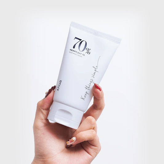 ANUA Heartleaf 70 Soothing Cream, crème apaisante, crème hydratante peau sensible, soin peau déshydratée, crème anti-rougeurs, crème anti-irritations, crème peau sèche, hydratation peau, soin réparateur, acide hyaluronique crème, extrait de Heartleaf, soins peau sensible, soins hydratation profonde, BeautyFamily.ma, soins anti-inflammatoires, soin peau apaisante Maroc, crème peau protégée, soins peau équilibrée