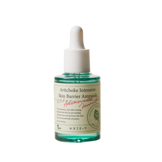 Artichoke Intensive Skin Barrier Ampoule, AXIS-Y ampoule, soin barrière cutanée, ampoule hydratante, peau sensible, soin anti-rougeurs, ampoule réparatrice, peau nourrie, peau équilibrée, artichaut, soin anti-âge, ampoule 30ml, soins peau, ampoule peau sèche, soins réparateurs, BeautyFamily.ma, ampoule peau nourrissante
