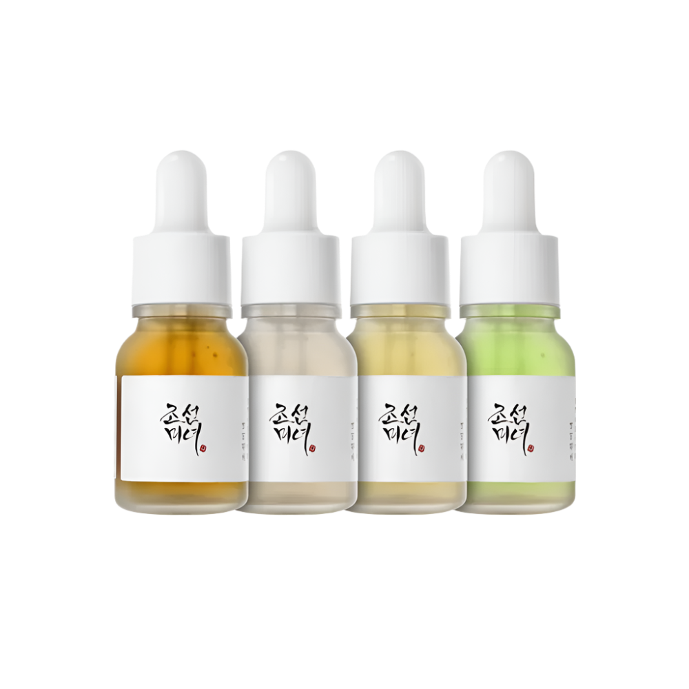 "Beauty of Joseon", "Hanbang Serum Discovery Kit", "mini sérums", "sérum visage coréen", "sérum apaisant", "sérum anti-acné", "sérum éclaircissant", "sérum anti-âge", "thé vert", "propolis", "niacinamide", "riz", "alpha-arbutine", "ginseng", "mucine d’escargot", "beautyfamily.ma", "K-beauty Maroc"

