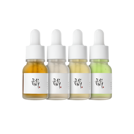 "Beauty of Joseon", "Hanbang Serum Discovery Kit", "mini sérums", "sérum visage coréen", "sérum apaisant", "sérum anti-acné", "sérum éclaircissant", "sérum anti-âge", "thé vert", "propolis", "niacinamide", "riz", "alpha-arbutine", "ginseng", "mucine d’escargot", "beautyfamily.ma", "K-beauty Maroc"
