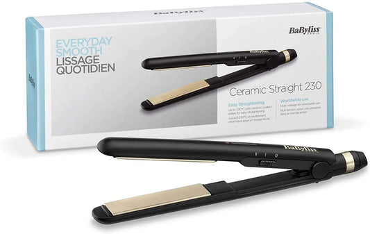 BaByliss Lisseur Ceramic Straight 230 avec Plaques Céramique et Multi-Voltage