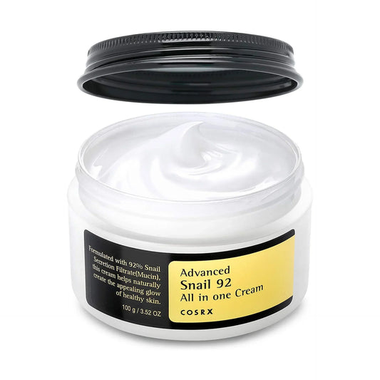 COSRX, snail cream, mucine d’escargot, crème hydratante réparatrice, soin tout-en-un, cicatrices acné, peau abîmée, régénération cutanée, routine K-beauty, crème visage, beautyfamily.ma, soins coréens
