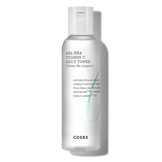 COSRX, toner exfoliant, AHA BHA toner, vitamina C toner, peeling quotidien doux, peau lumineuse, niacinamide, tonique K‑beauty, peau sensible, pores affinés, exfoliation douce, rytuel visage Maroc, beautyfamily.ma, cosmétique coréenne