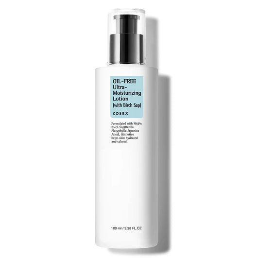 COSRX, oil-free moisturizer, lotion visage, sève de bouleau, 4-Terpineol, peau sensible, hydratant non comédogène, sans parfum, peau grasse, apaisant naturel, routine K-beauty, soins coréens, beautyfamily.ma
