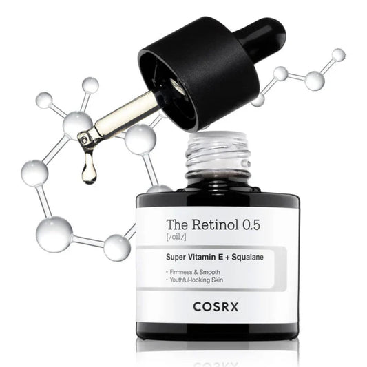 huile rétinol visage, COSRX Retinol 0.5 Oil, soin anti-âge rétinol, huile raffermissante Maroc, rétinol pur anti-rides, soin visage rétinol Maroc, huile protectrice squalane, soin correcteur rides, huile visage beauté Maroc, huile beauté beautyfamily.ma, anti-âge COSRX Maroc, soin vitamine E visage, huile rétinol Maroc
