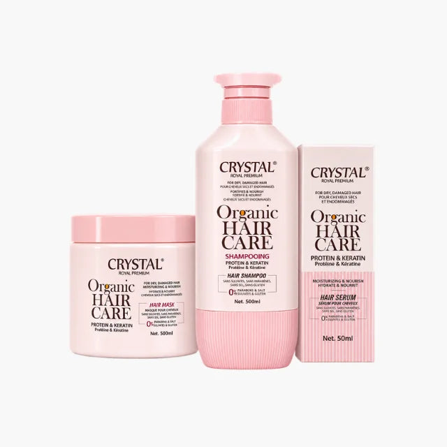 CRYSTAL ORGANIC HAIR CARE HYDRATE & NOURRIT SHAMPOO + MASK + SERUM PACK