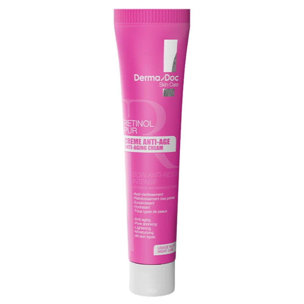 crème rétinol pur, crème anti-âge rétinol, soin anti-rides nuit, crème régénérante visage, crème anti-âge peaux matures, rétinol nuit, DermaDoc Maroc, crème visage BeautyFamily
